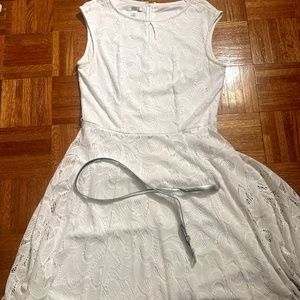 White Dress with silver belt size 12